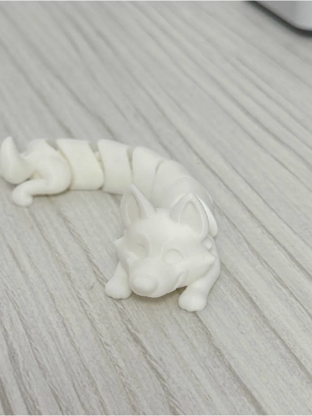 White Cat Toy Figurine - Flexible Segmented Pet Accessory